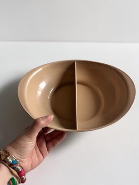 Vintage Divided Serving Bowl Eagle Brooklyn Beige Retro Kitchen USA